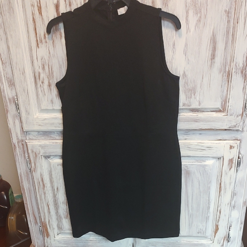 LOFT Black Sleeveless Sheath Mini Dress Mock Neck